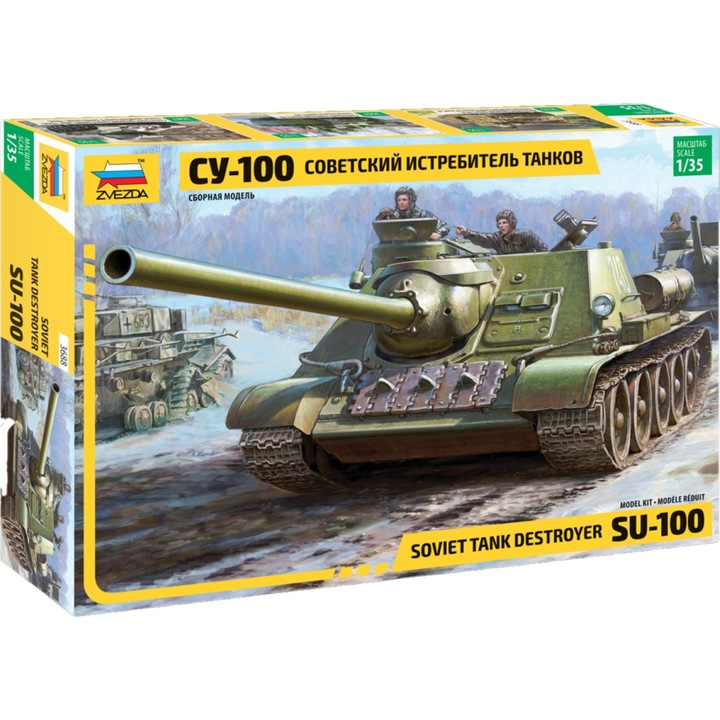 Zvezda, harckocsi makett SOVIET S.P. GUN SU-100 1:35