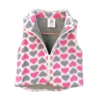 Vesta polar copii, Odorasul Mamei, model alb cu inimi roz si gri, 9 - 12 luni