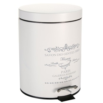 Cos de gunoi din metal cu plastic cu mesaj,pentru baie,hol,interior si exterior,alb Cos de gunoi din metal cu plastic cu mesaj,pentru baie,hol,interior si exterior,alb