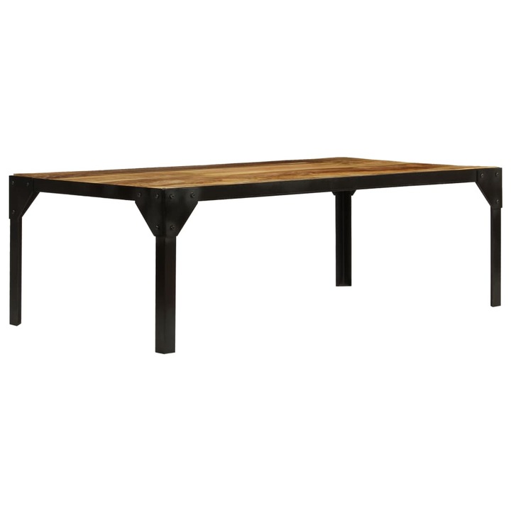 Masuta de cafea vidaXL, 110 cm, lemn masiv de mango nefinisat, otel