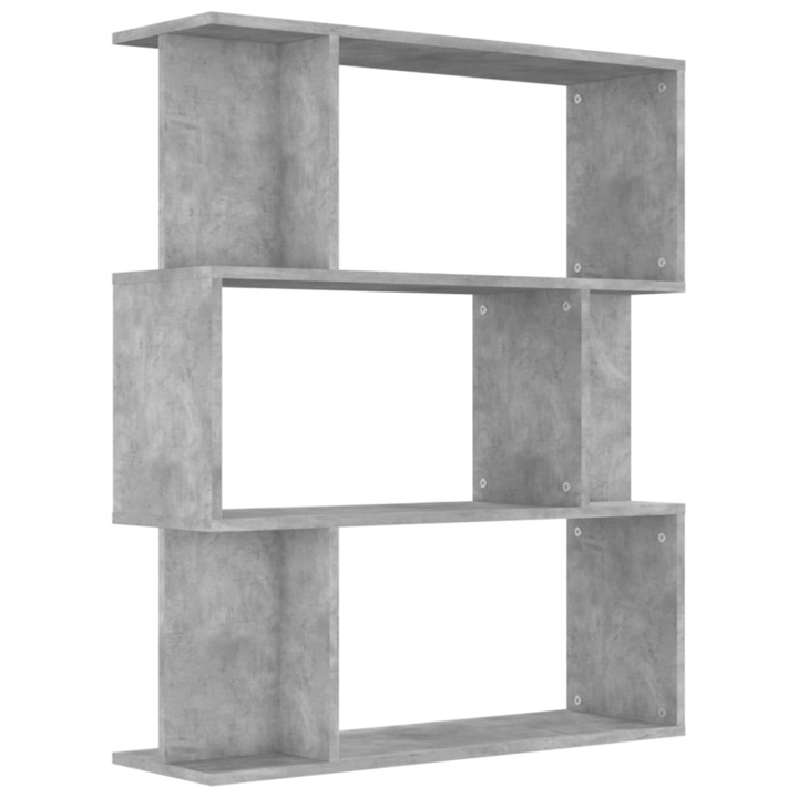 Biblioteca/Separator vidaXL, gri beton, 80x24x96 cm, lemn prelucrat, 14.9 kg