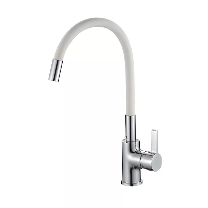 Baterie bucatarie lebada pipa flexibila alba TRENDY S