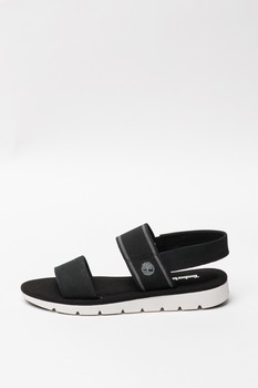 Timberland, Sandale din piele nabuc cu insertii din material textil Lottie Lou, Negru, 5.5 Timberland, Sandale din piele nabuc cu insertii din material textil Lottie Lou, Negru, 5.5
