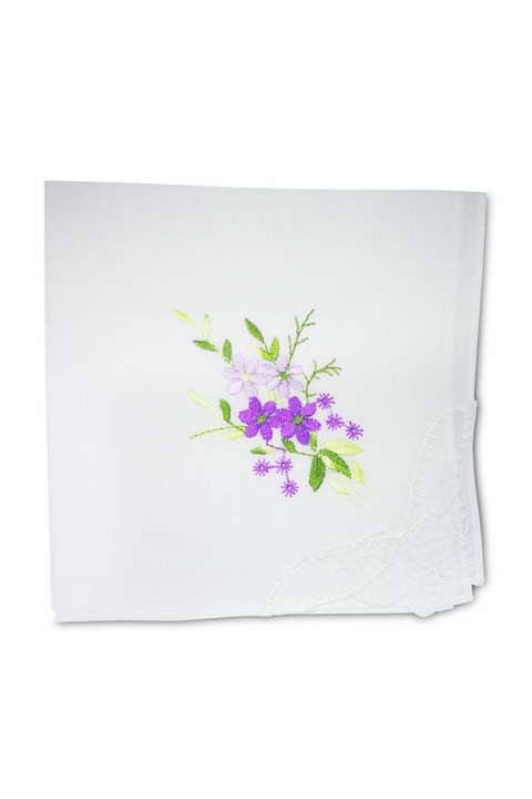 L28-4 Női hímzett textilzsebkendő 1db, tasakban