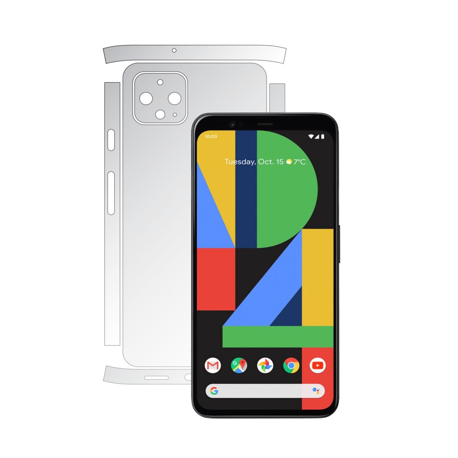 Folie Protectie Spate Invisible Skinz UHD AutoRegeneranta pentru Google Pixel 4 - Folie Siliconica Ultra-Clear cu taiere Split Cut pentru Carcasa Spate si Laterale, Skin Adeziv Transparent