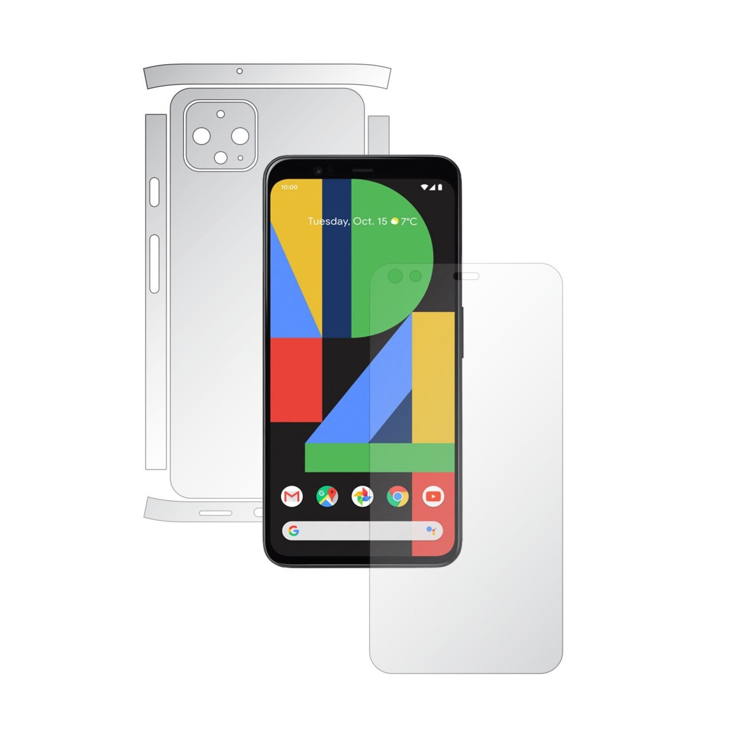 Folie Full Body Invisible Skinz UHD AutoRegeneranta pentru Google Pixel 4 - Folie Protectie Siliconica Ultra-Clear cu taiere Split Cut pentru Ecran, Carcasa Spate si Laterale, Skin Adeziv Transparent