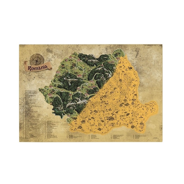 Harta razuibila a Romaniei, Giftio, DELUXE XL, 90 x 60 cm