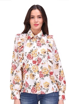 Camasa alba cu imprimeu floral, marime One Size INTL Camasa alba cu imprimeu floral, marime One Size INTL