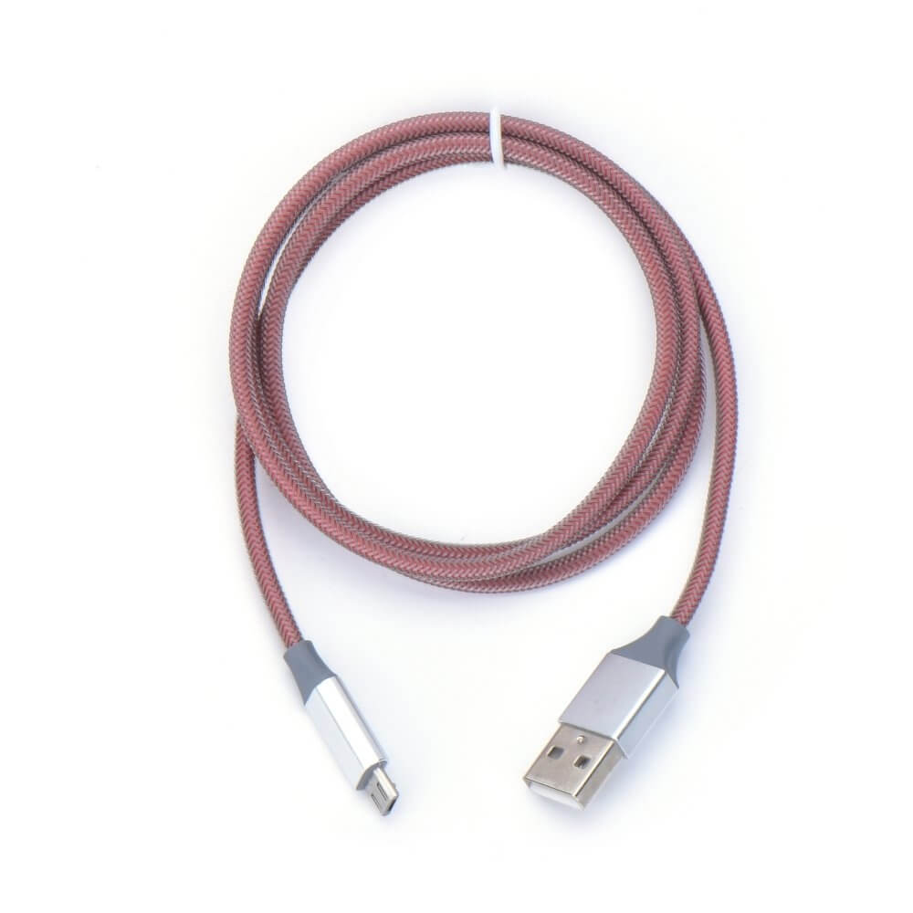 Cablu USB - Micro USB, Metalic, 1m, Rosu