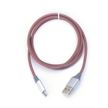 Cablu USB - Micro USB, Metalic, 1m, Rosu Cablu USB - Micro USB, Metalic, 1m, Rosu