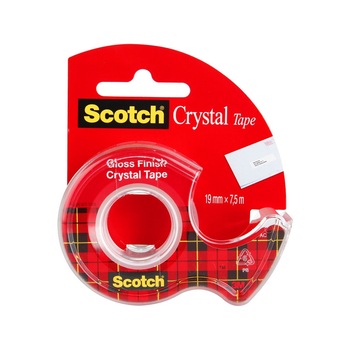 Banda adeziva 19mmx7.5m cu dispenser Scotch Crystal 3M Banda adeziva 19mmx7.5m cu dispenser Scotch Crystal 3M