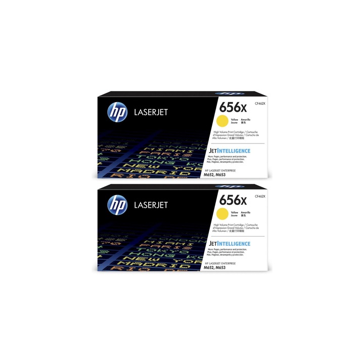 Pachet cartuse toner HP original CF462X (656X) galben x2 44000 pagini