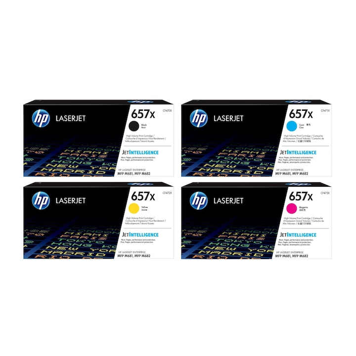 Pachet cartuse toner HP original (657X) CF470X negru CF471X cyan CF472X galben CF473X magenta 97000 pagini