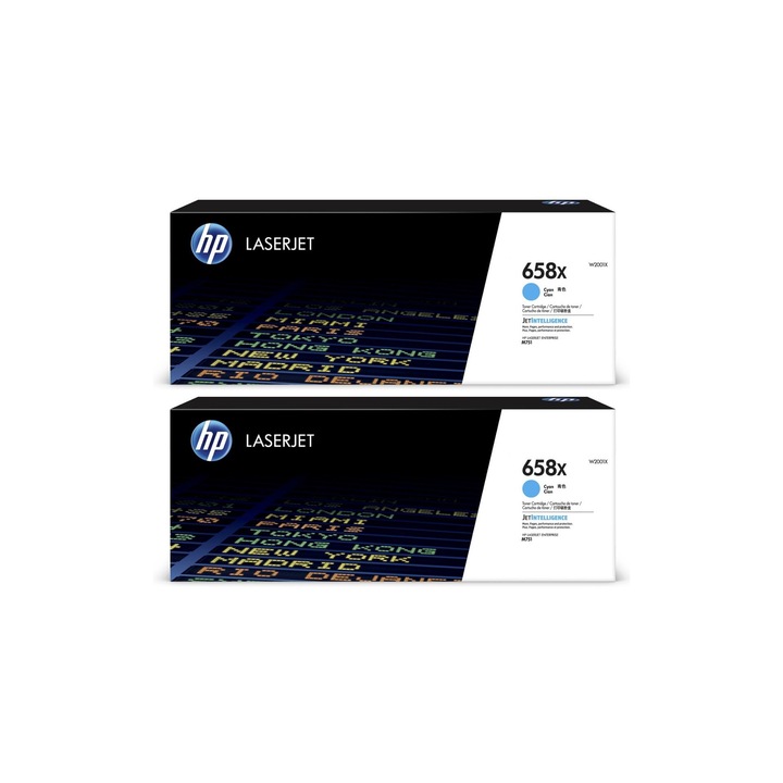 Pachet cartuse toner HP original W2001X (658X) cyan x2 56000 pagini
