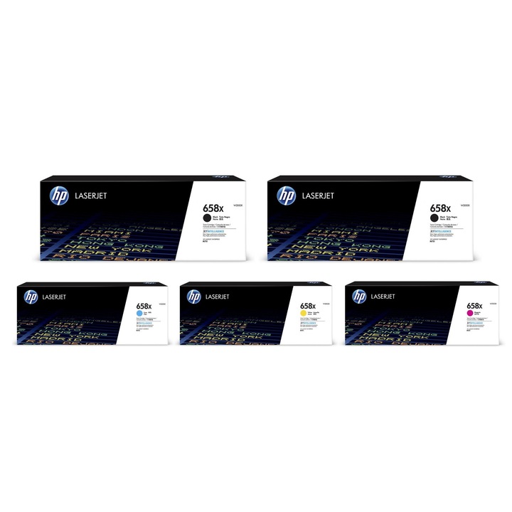 Pachet cartuse toner HP original (658X) W2000X negru x2 W2001X cyan W2002X galben W2003X magenta 150000 pagini