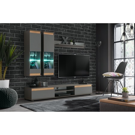 Living Kring Lund,antracit / stejar, 175 x 150 x 37 cm