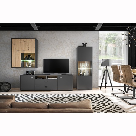 Living Kring Visby, artracit / stejar , 300 x 40 x 195 cm.