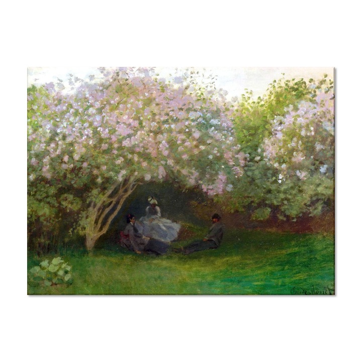 Tablou Canvas Premium Arta Clasica Heartwork, Reproducere, Claude Monet, Lilacs, Grey Weather 1872, 80 cm x 59 cm