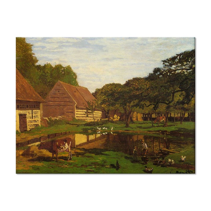 Tablou Canvas Premium Arta Clasica Heartwork, Reproducere, Claude Monet, A Farmyard in Normandy 1863, 80 cm x 61 cm
