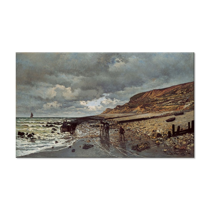 Tablou Canvas Premium Arta Clasica Heartwork, Reproducere, Claude Monet, The Headland of the Heve at Low Tide 1865, 80 cm x 47 cm