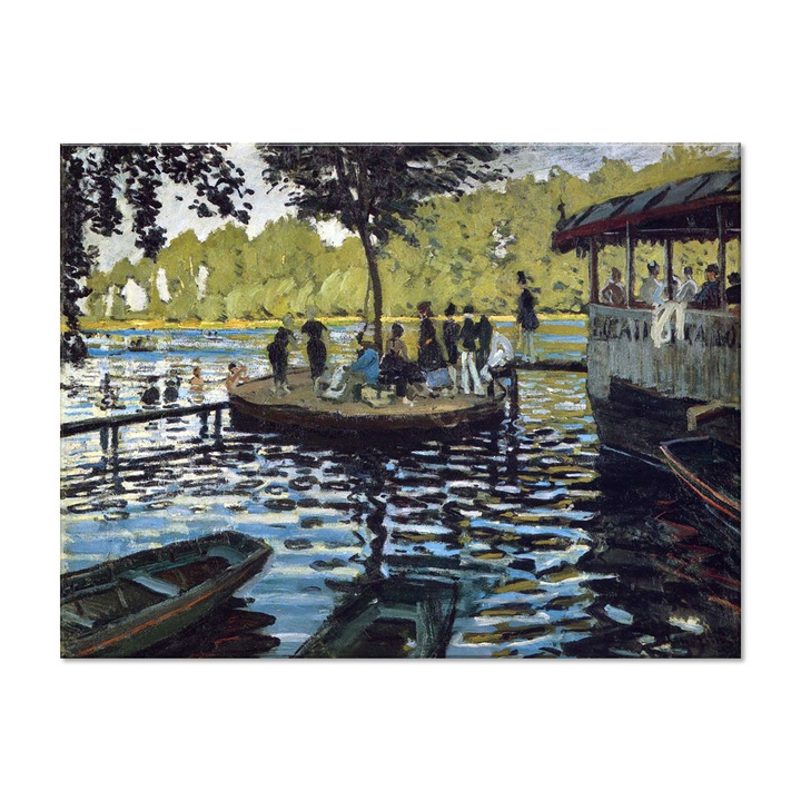 Tablou Canvas Premium Arta Clasica Heartwork, Reproducere, Claude Monet, The Grenouillère 1869, 80 cm x 61 cm
