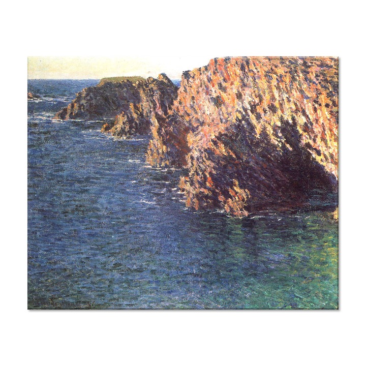 Tablou Canvas Premium Arta Clasica Heartwork, Reproducere, Claude Monet, The Grotto of Port-Domois 1866, 80 cm x 65 cm