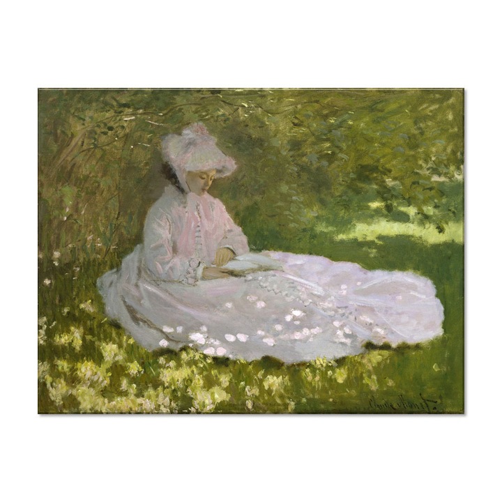 Tablou Canvas Premium Arta Clasica Heartwork, Reproducere, Claude Monet, A Woman Reading 1872, 105 cm x 80 cm
