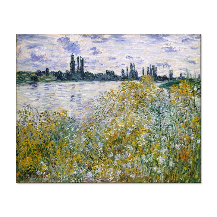 Tablou Canvas Premium Arta Clasica Heartwork, Reproducere, Claude Monet, Isle of Flowers on Siene near Vetheuil 1880, 80 cm x 65 cm