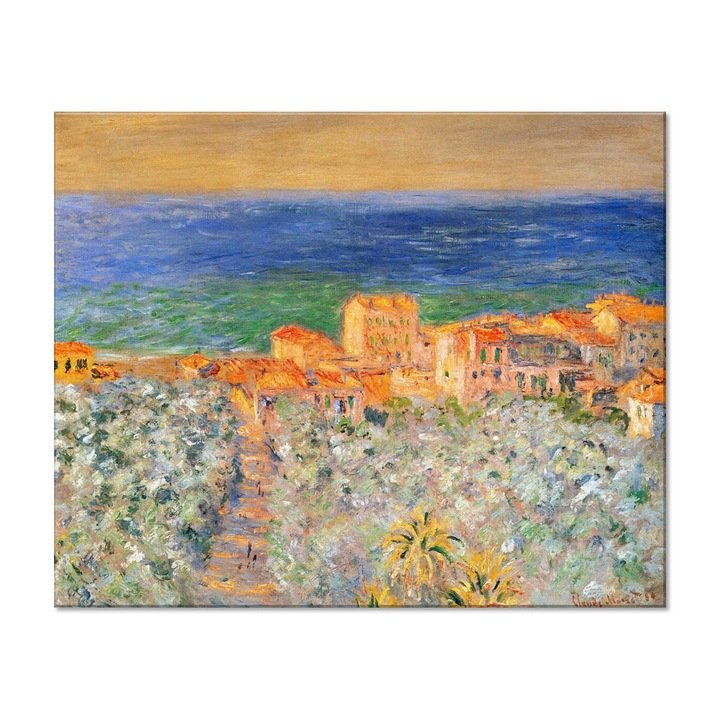 Tablou Canvas Premium Arta Clasica Heartwork, Reproducere, Claude Monet, Burgo Marina at Bordighera 1884, 99 cm x 80 cm