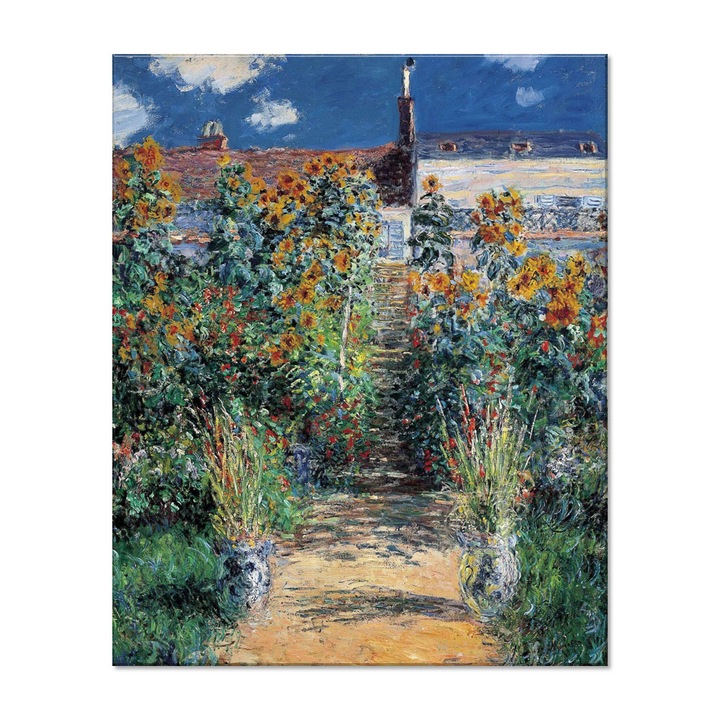 Tablou Canvas Premium Arta Clasica Heartwork, Reproducere, Claude Monet, The Garden at Vetheuil 1881, 65 cm x 80 cm