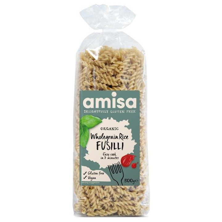 Fusilli Bio din Orez Integral Fara Gluten Amisa 500gr