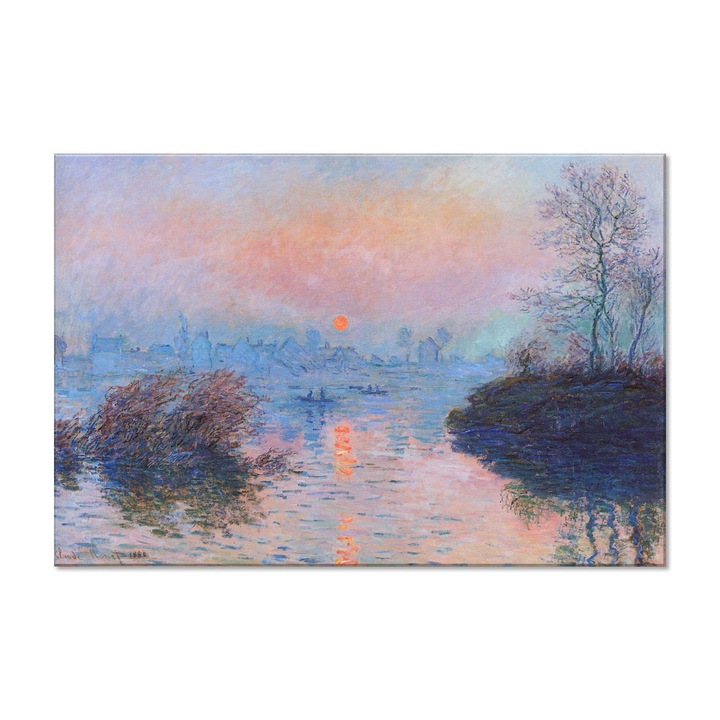 Tablou Canvas Premium Arta Clasica Heartwork, Reproducere, Claude Monet, Sunset on the Seine at Lavacourt, Winter Effect 1880, 80 cm x 54 cm