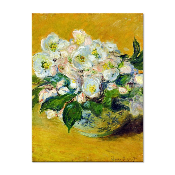 Tablou Canvas Premium Arta Clasica Heartwork, Reproducere, Claude Monet, Christmas Roses 1883, 60 cm x 80 cm