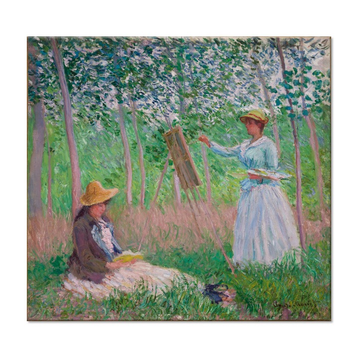 Tablou Canvas Premium Arta Clasica Heartwork, Reproducere, Claude Monet, In The Woods At Giverny Blanche Hoschede 1887, 80 cm x 75 cm