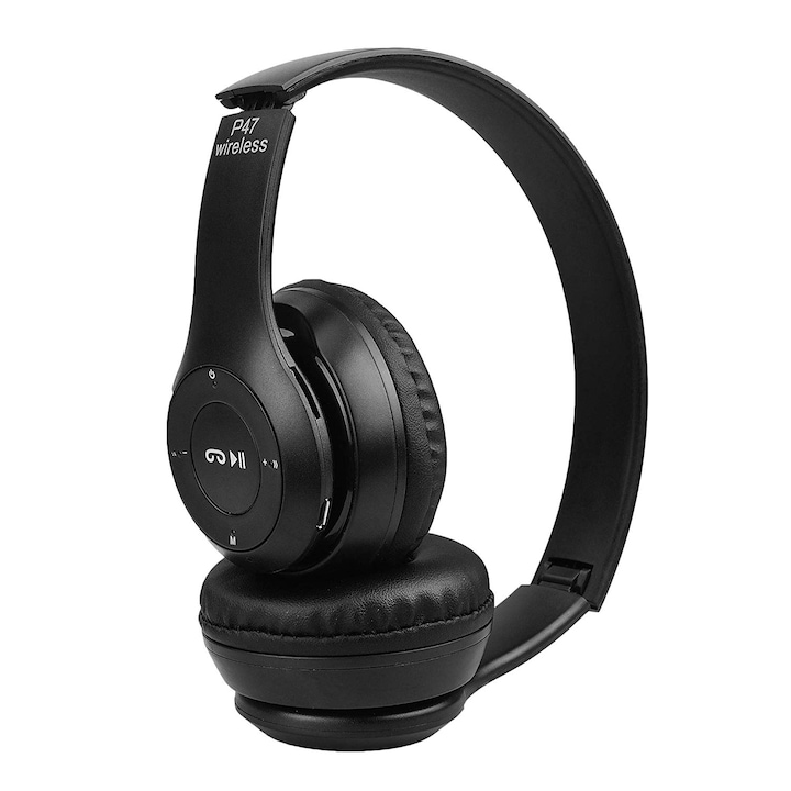 NYTRO P47 безжични аудио слушалки, Bluetooth 5.0, 40 mm, FM радио, AUX IN, черни