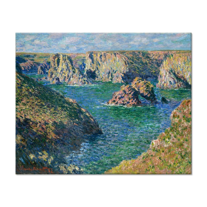 Tablou Canvas Premium Arta Clasica Heartwork, Reproducere, Claude Monet, Port Donnant, Belle Ile 1886, 80 cm x 64 cm