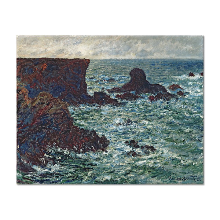 Tablou Canvas Premium Arta Clasica Heartwork, Reproducere, Claude Monet, Rocks at Port Coton, the Lion Rock 1886, 80 cm x 64 cm