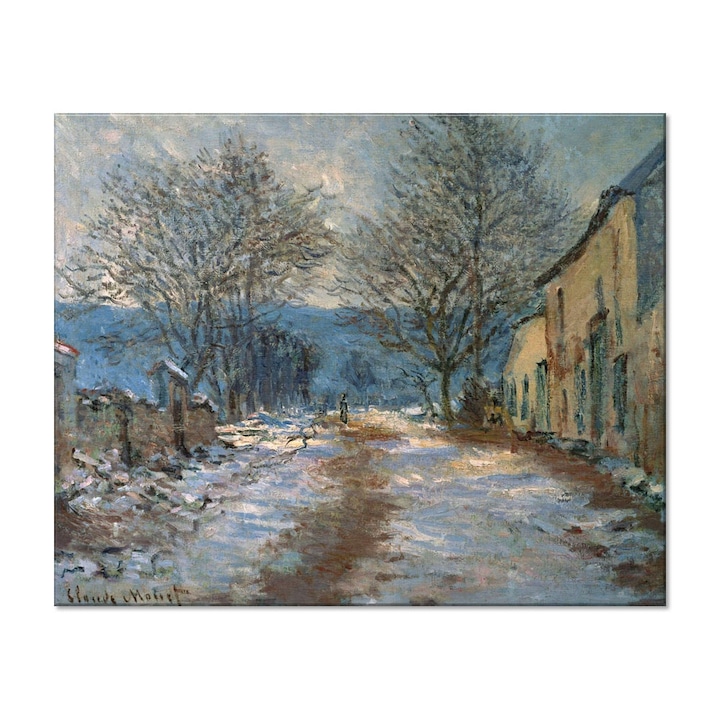 Tablou Canvas Premium Arta Clasica Heartwork, Reproducere, Claude Monet, Snow Effect at Limetz 1886, 80 cm x 64 cm