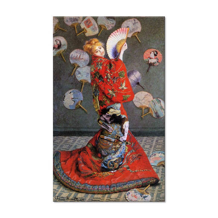 Tablou Canvas Premium Arta Clasica Heartwork, Reproducere, Claude Monet, Japan's or Camille Monet in Japanese Costume 1876, 48 cm x 80 cm