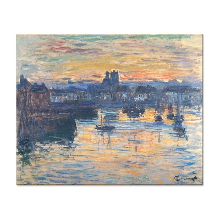 Tablou Canvas Premium Arta Clasica Heartwork, Reproducere, Claude Monet, Port of Dieppe, Evening 1882, 80 cm x 65 cm