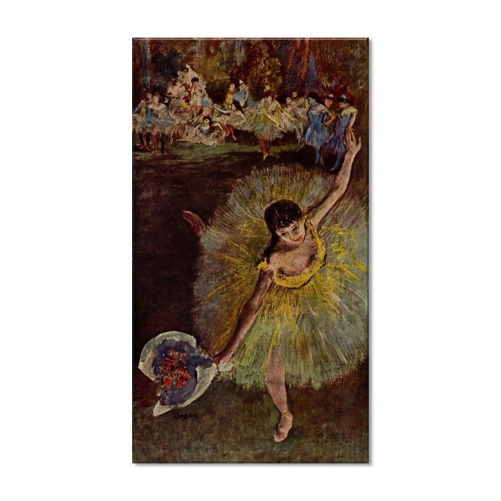 Tablou Canvas Premium Arta Clasica Heartwork, Reproducere, Edgar Degar, Dancer with Bouquet 1877, 80 cm x 44 cm