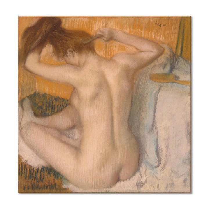 Tablou Canvas Premium Arta Clasica Heartwork, Reproducere, Edgar Degar, Woman Combing her Hair 1885, 82 cm x 80 cm