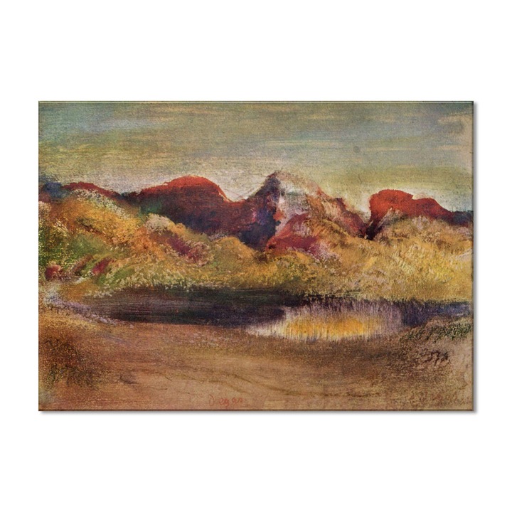 Tablou Canvas Premium Arta Clasica Heartwork, Reproducere, Edgar Degar, Lake and Mountains 1893, 57 cm x 80 cm