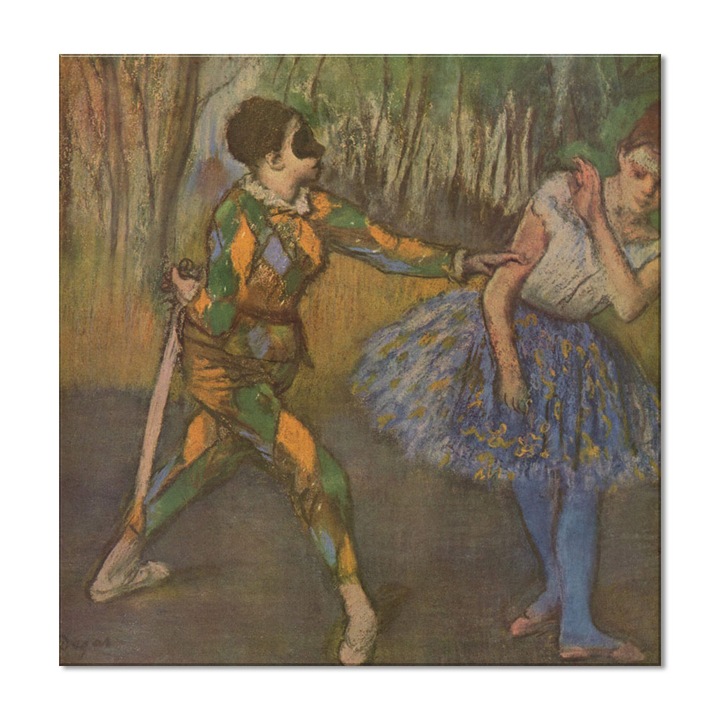 Tablou Canvas Premium Arta Clasica Heartwork, Reproducere, Edgar Degar, Harlequin and Colombina 1886, 80 cm x 79 cm