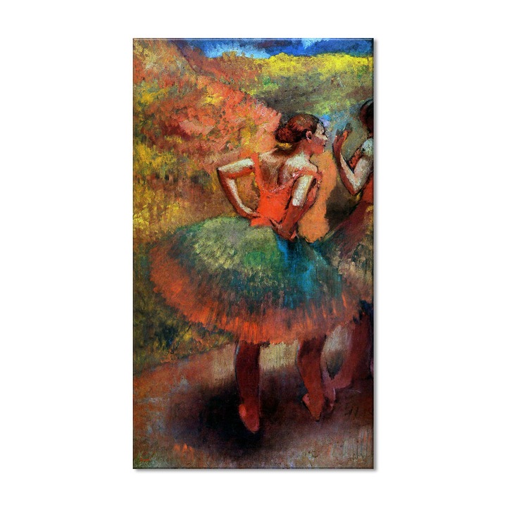 Tablou Canvas Premium Arta Clasica Heartwork, Reproducere, Edgar Degar, Two Dancers in Green Skirts, Landscape Scener 1899, 80 cm x 45 cm