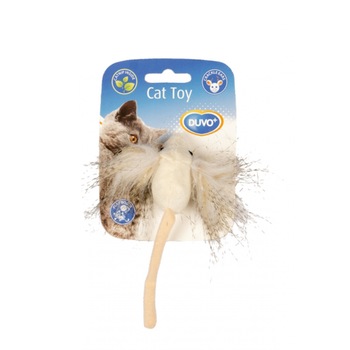 Soricel de jucarie cu pene pentru pisici din material textil, Duvo+ Soricel de jucarie cu pene pentru pisici din material textil, Duvo+