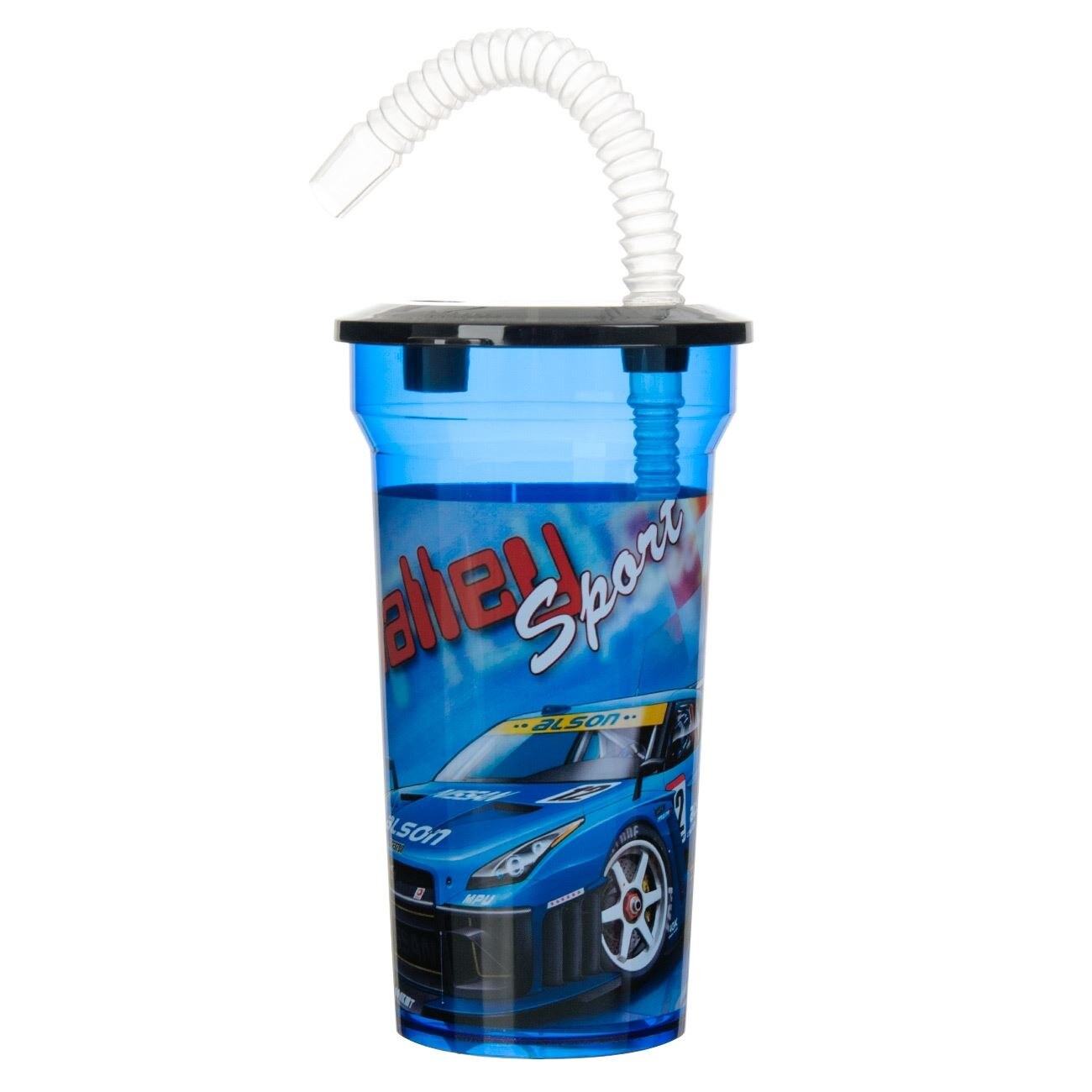 Pahar pentru copii, Zola®, cu pai, Sportcar Blue, 400 ml