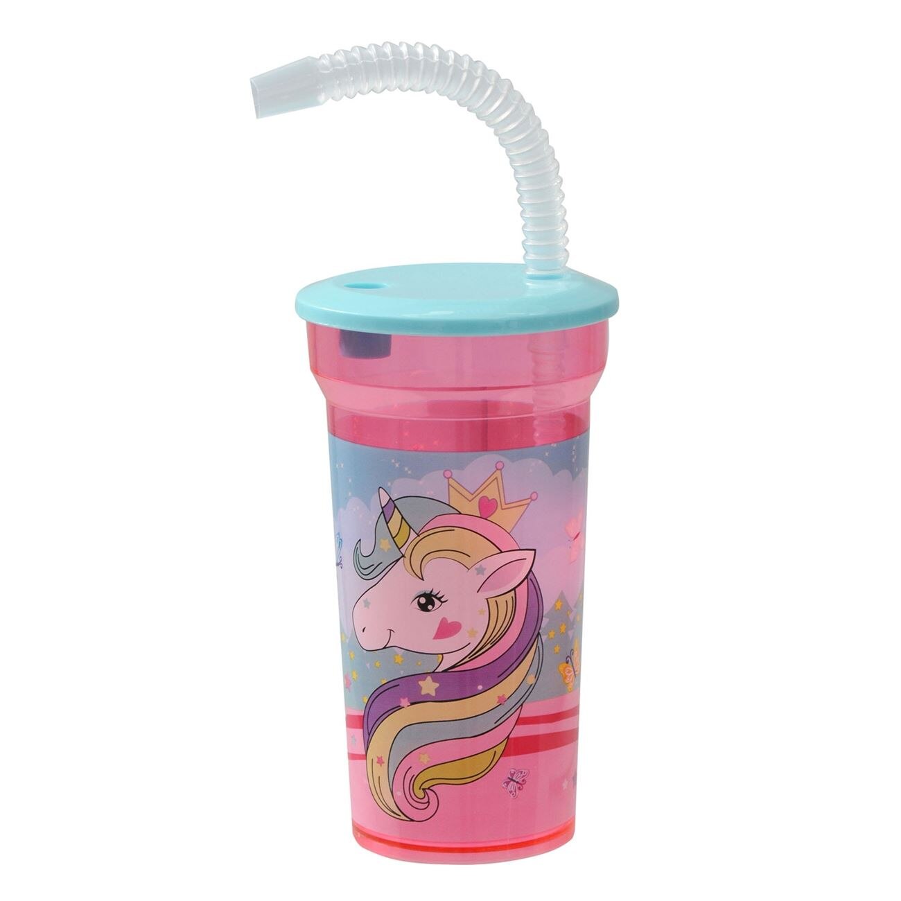 Pahar pentru copii, Zola®, cu pai, Unicorn, 400ml