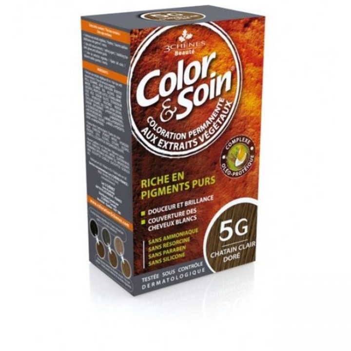 Tartós hajfesték 3Chenes, Color & Soin, 135 ml, 5G, Világos arany szatén