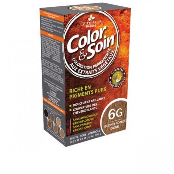 Tartós hajfesték 3Chenes, Color & Soin, 135 ml, 6G, sötét arany